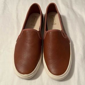 Brown leather Keds